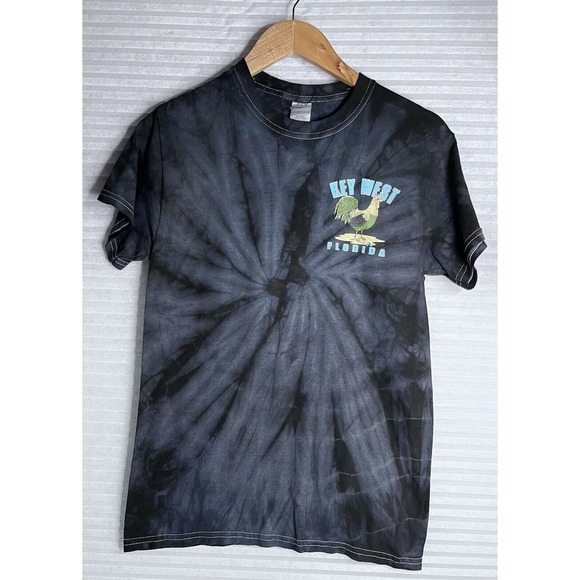 Other - Colortone T-Shirt Men S Black Gray Tie Dye Short Sleeve Key West Florida Rooster